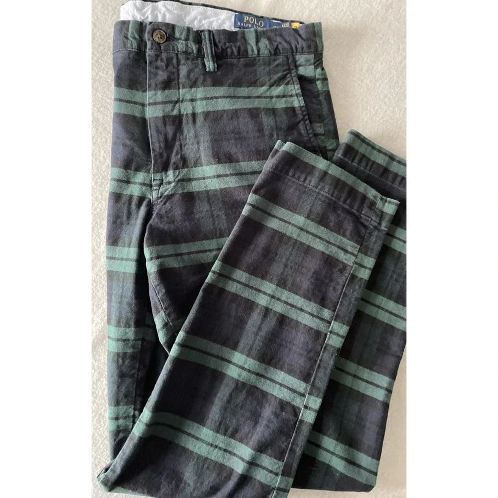 Polo Ralph Lauren Trousers Mens Size W32 L32 Blackwatch‎ Tartan Plaid 7oz Twill